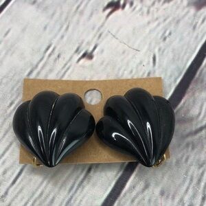 Napier vintage black puffy chunky statement clip on earrings